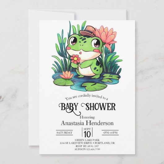 Mystical Dreamy Frog Baby shower Kaart (Voorkant)