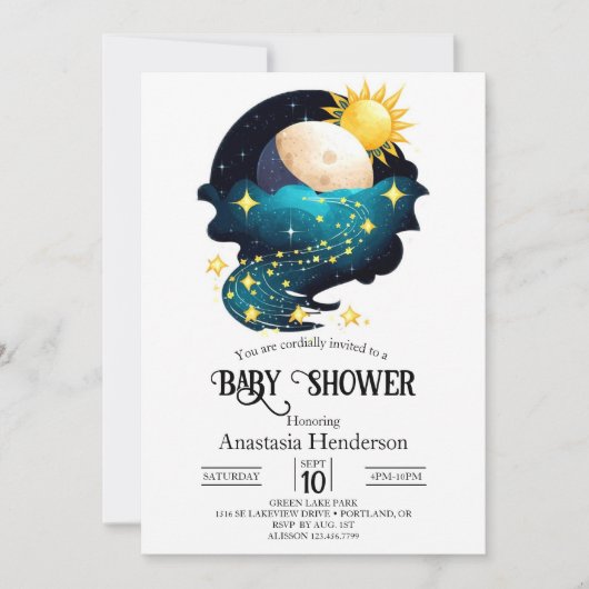 Mystical Dreamy Stars Baby shower Kaart (Voorkant)