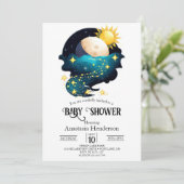 Mystical Dreamy Stars Baby shower Kaart (Staand voorkant)