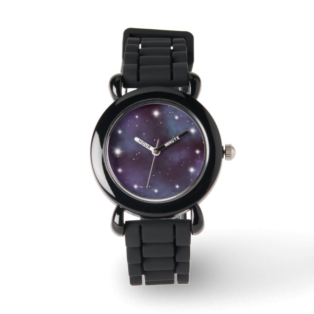 Mystical Dusty Violet Galaxy Horloge (Voorkant)