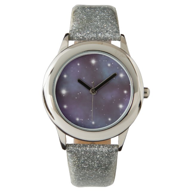 Mystical Dusty Violet Galaxy Horloge (Voorkant)