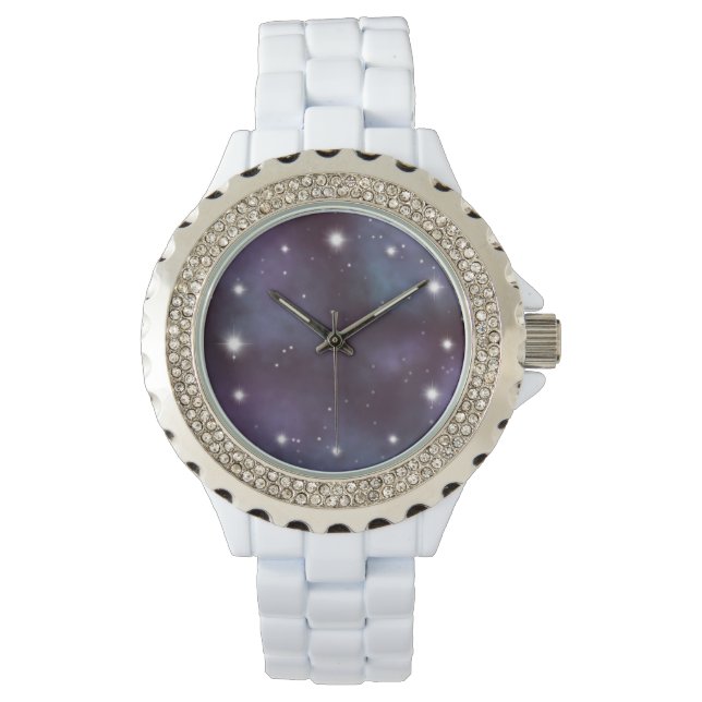 Mystical Dusty Violet Galaxy Horloge (Voorkant)