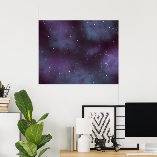Mystical Dusty Violet Galaxy Poster (Thuiskantoor)