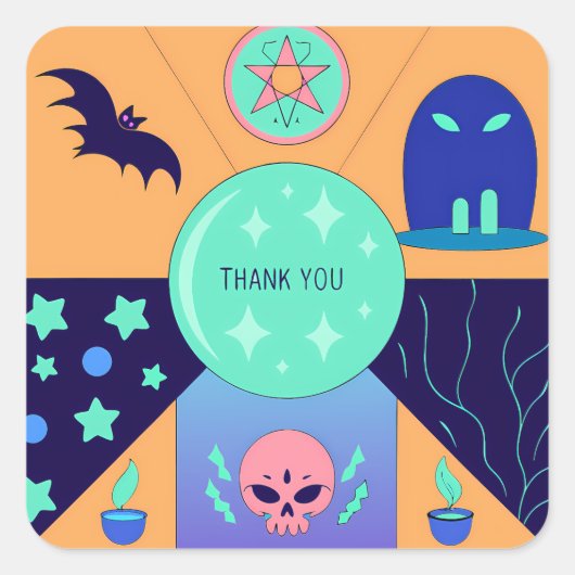 Mystical Elements with a Thank You Message Vierkante Sticker (Voorkant)