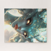 Mystical Emerald Goddess with Glowing Ember Eyes Legpuzzel (Horizontaal)