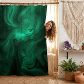 Mystical Emerald Green Swirl Abstract Douchegordijn
