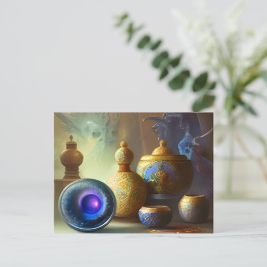 Mystical Enamel Bottles & Bowls Digital Art Briefkaart (Staand voorkant)