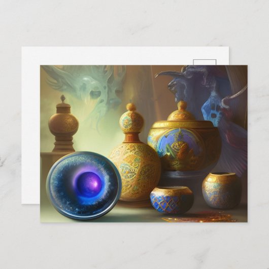 Mystical Enamel Bottles & Bowls Digital Art Briefkaart (Voorkant / Achterkant)
