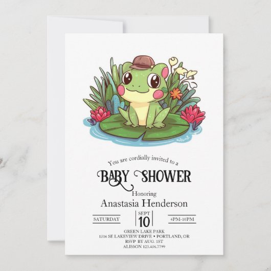 Mystical Enchanted Frog Baby shower Kaart (Voorkant)