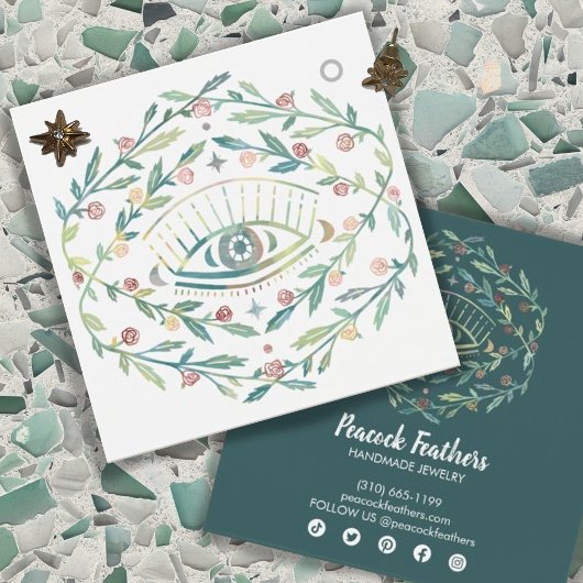 Mystical Eye Earring Ketting Jewels Display Card Vierkante Visitekaartjes