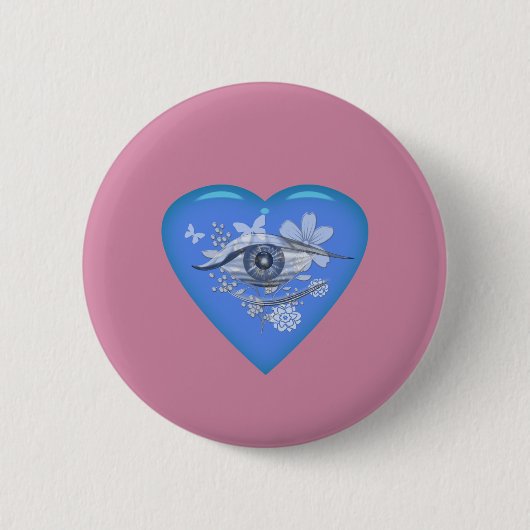 Mystical Eye Floral Heart Ronde Button 5,7 Cm (Voorkant)