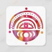 Mystical Eye Moons Magical Boho Paarse Waterverf Vierkante Visitekaartje (Voorkant)
