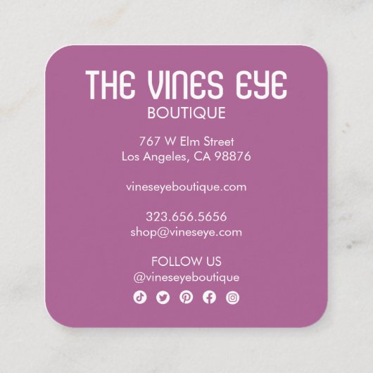 Mystical Eye Moons Magical Boho Paarse Waterverf Vierkante Visitekaartje (Achterkant)