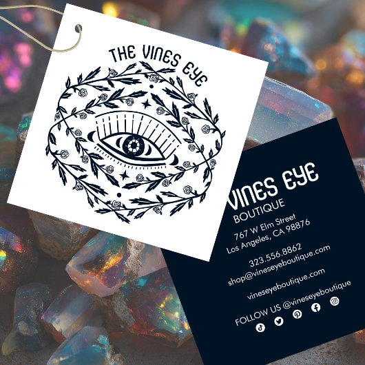 Mystical Eye Roses Vines Boho Custom Hang Tag Vierkante Visitekaartje
