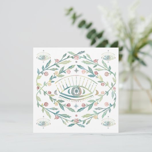 Mystical Eye Rozen Tines Magical Boho Blank Card (Staand voorkant)
