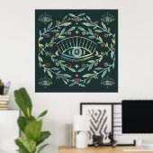 Mystical Eye Rozen Tines Magical Boho Colorful Poster (Thuiskantoor)