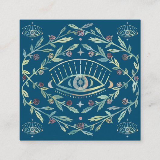 Mystical Eye Rozen Vines Magical Boho DANK U Vierkante Visitekaartje (Voorkant)