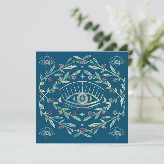 Mystical Eye Rozen Vines Magical Boho Square Card (Staand voorkant)
