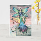 Mystical Fairy Dragon Kaart Notecard (Gele Bloem)