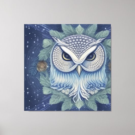 Mystical Fantasy Forest Owl Canvas Afdruk (Voorkant)