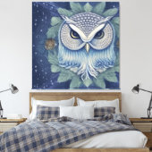 Mystical Fantasy Forest Owl Canvas Afdruk (Insitu (Slaapkamer))