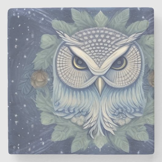 Mystical Fantasy Forest Owl Stenen Onderzetter (Voorkant)