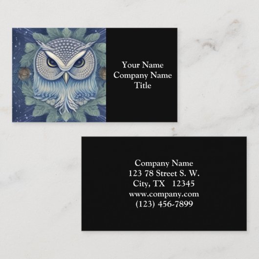 Mystical Fantasy Forest Owl Visitekaartje (Voorkant / Achterkant)