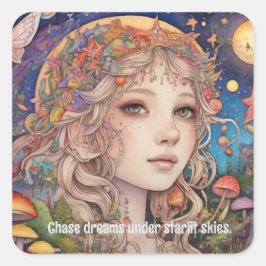 Mystical Fantasy Girl - Aangepaste Magische Vierkante Sticker