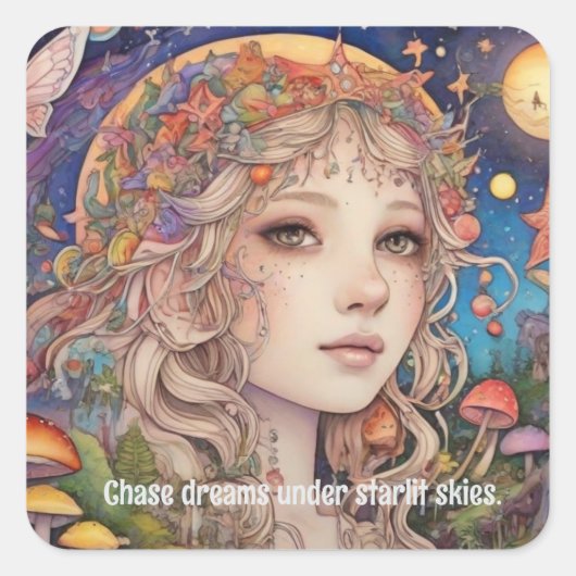 Mystical Fantasy Girl - Aangepaste Magische Vierkante Sticker (Voorkant)