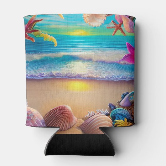 Mystical fantasy strand sunset with tropische flow blikjeskoeler (Achterkant)