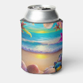 Mystical fantasy strand sunset with tropische flow blikjeskoeler (Blikje Achterkant)