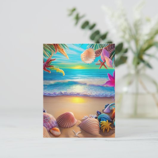 Mystical fantasy strand sunset with tropische flow briefkaart (Staand voorkant)
