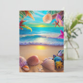 Mystical fantasy strand sunset with tropische flow feestdagenkaart (Staand voorkant)