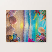 Mystical fantasy strand sunset with tropische flow legpuzzel (Horizontaal)