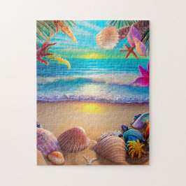 Mystical fantasy strand sunset with tropische flow legpuzzel
