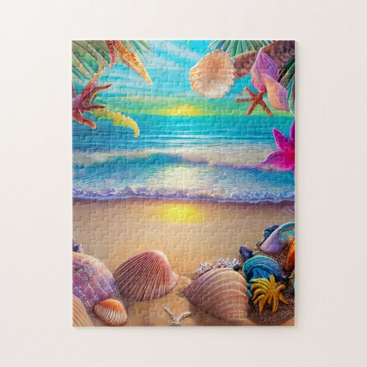Mystical fantasy strand sunset with tropische flow legpuzzel (Verticaal)
