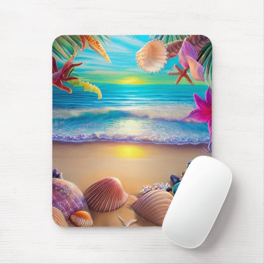 Mystical fantasy strand sunset with tropische flow muismat (Met muis)