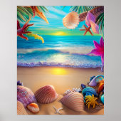 Mystical fantasy strand sunset with tropische flow poster (Voorkant)