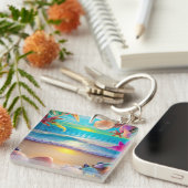 Mystical fantasy strand sunset with tropische flow sleutelhanger (Voorkant Rechts)