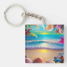 Mystical fantasy strand sunset with tropische flow sleutelhanger