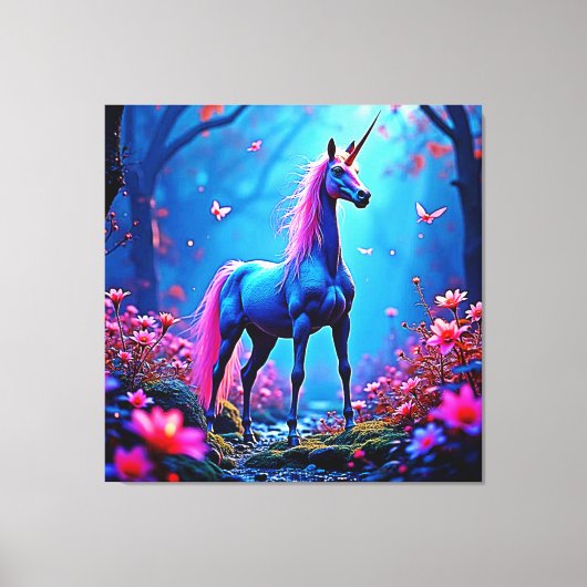 Mystical Fantasy Unicorn Art Canvas Afdruk (Voorkant)