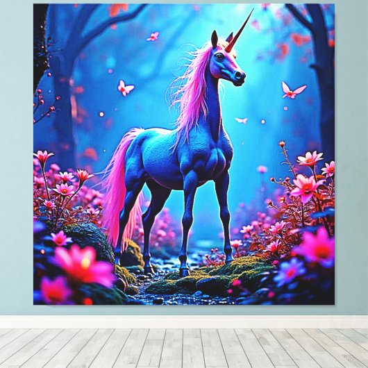 Mystical Fantasy Unicorn Art Canvas Afdruk (Insitu (Houten vloer))