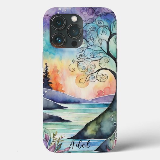 Mystical Fantasy Waterverven Gepersonaliseerde naa Case-Mate iPhone Case (Achterkant)