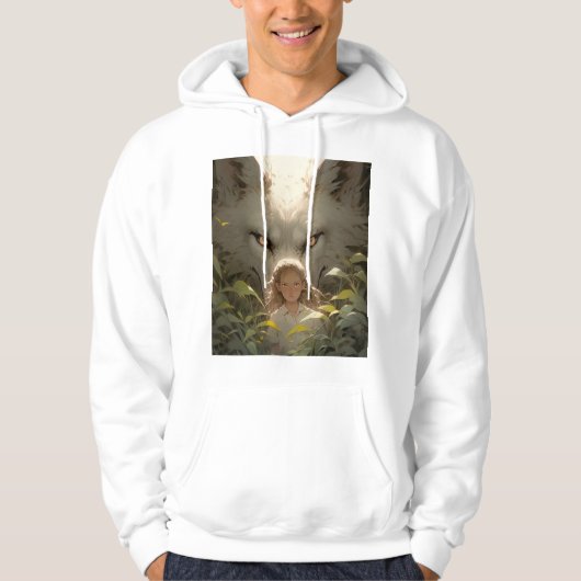 Mystical Fantasy Wolf Guardian Anime Hoodie (Voorkant)