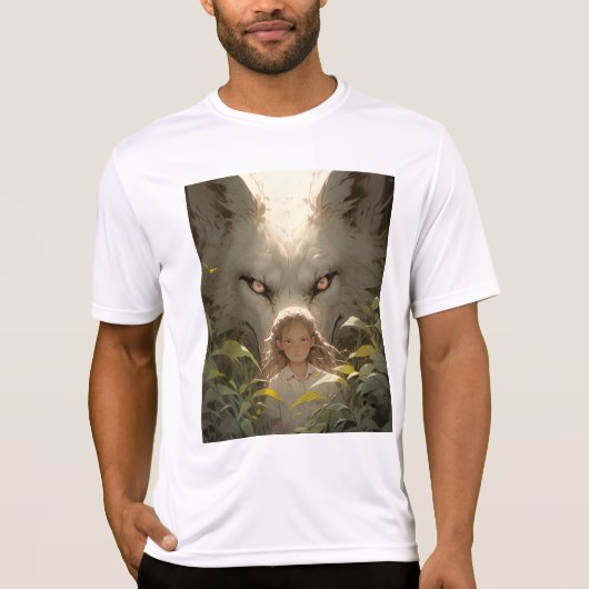 Mystical Fantasy Wolf Guardian Anime T-shirt (Voorkant)