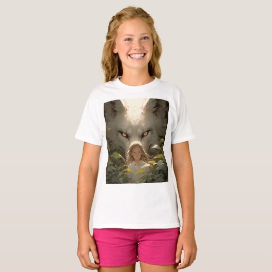 Mystical Fantasy Wolf Guardian Anime T-shirt (Voorkant volledig)