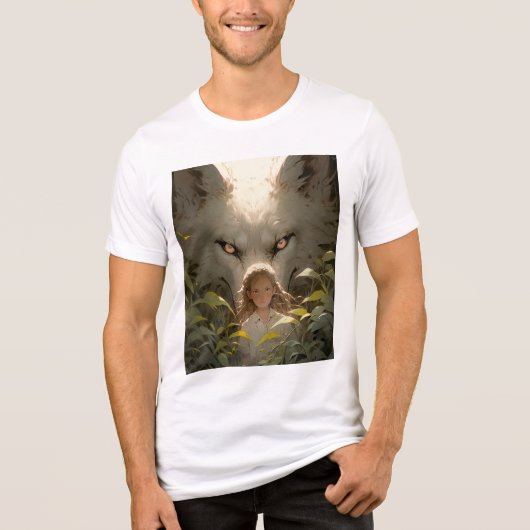 Mystical Fantasy Wolf Guardian Anime Tri-Blend Shirt (Voorkant)