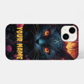 Mystical Feline Elegance Amidst Roses iPhone Hoesje (Achterkant horizontaal)