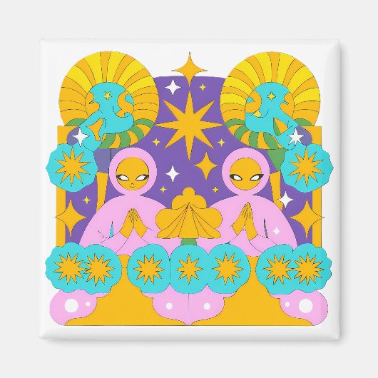 Mystical Figures in a Cosmic Landscape Magneet (Voorkant)