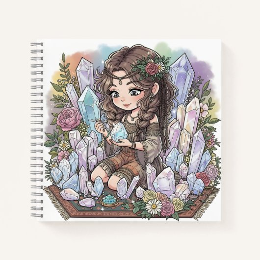 Mystical Flower Child with Quartz Notitieboek (Voorkant)